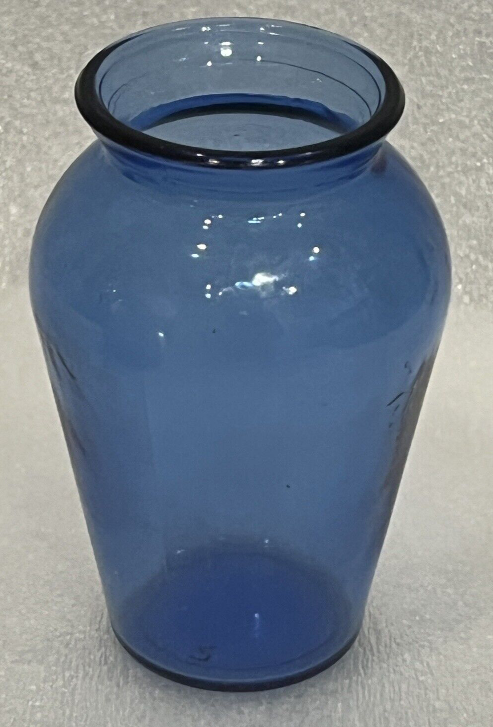Small Blue Glass Vase, Shoulder Urn Shape Unmarked