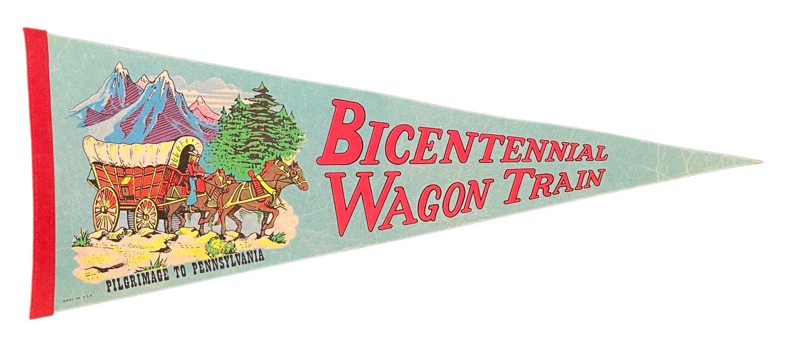 Vintage 1976 Bicentennial Wagon Train Pilgrimage to Pennsylvania 29 Inch Pennant