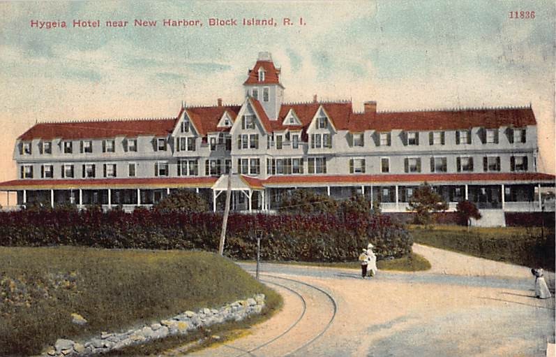 BLOCK ISLAND, RI ~ HYGEIA HOUSE HOTEL, FRONT FACADE Pub. BOSSELMAN #11836, 1910s
