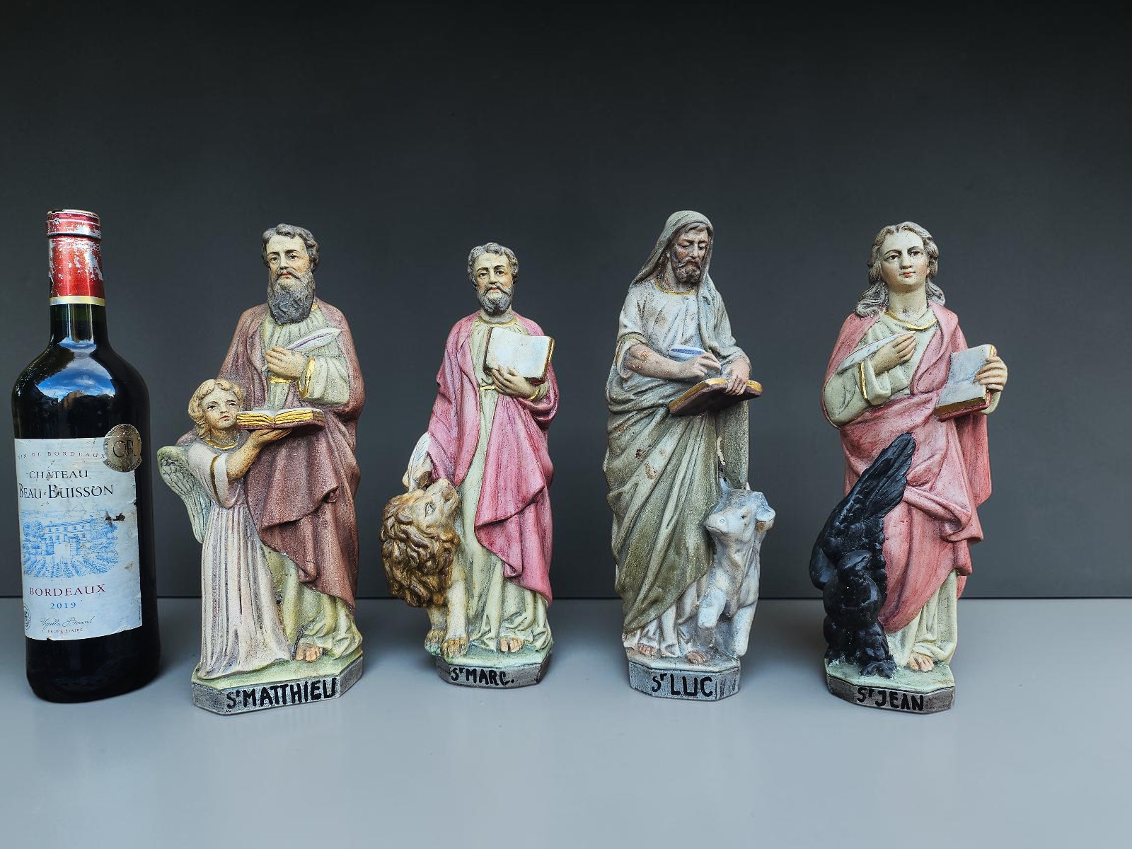 Vintage Stoneware Four Evangelist statue figurine SAint Matthew Mark Luke John