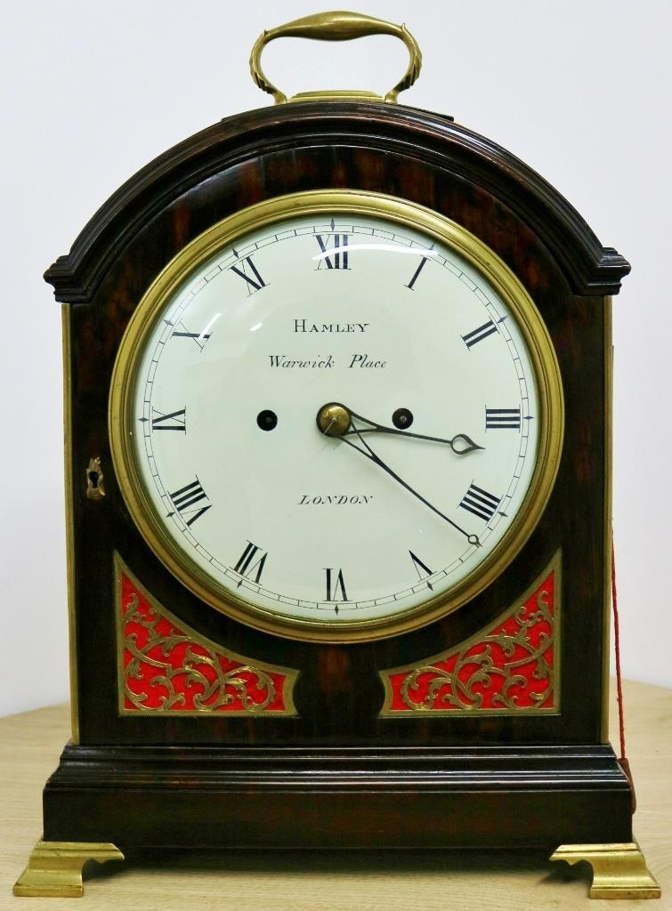 Rare Antique Regency Hamley Of London Twin Fusee Verge Fruitwood Bracket Clock