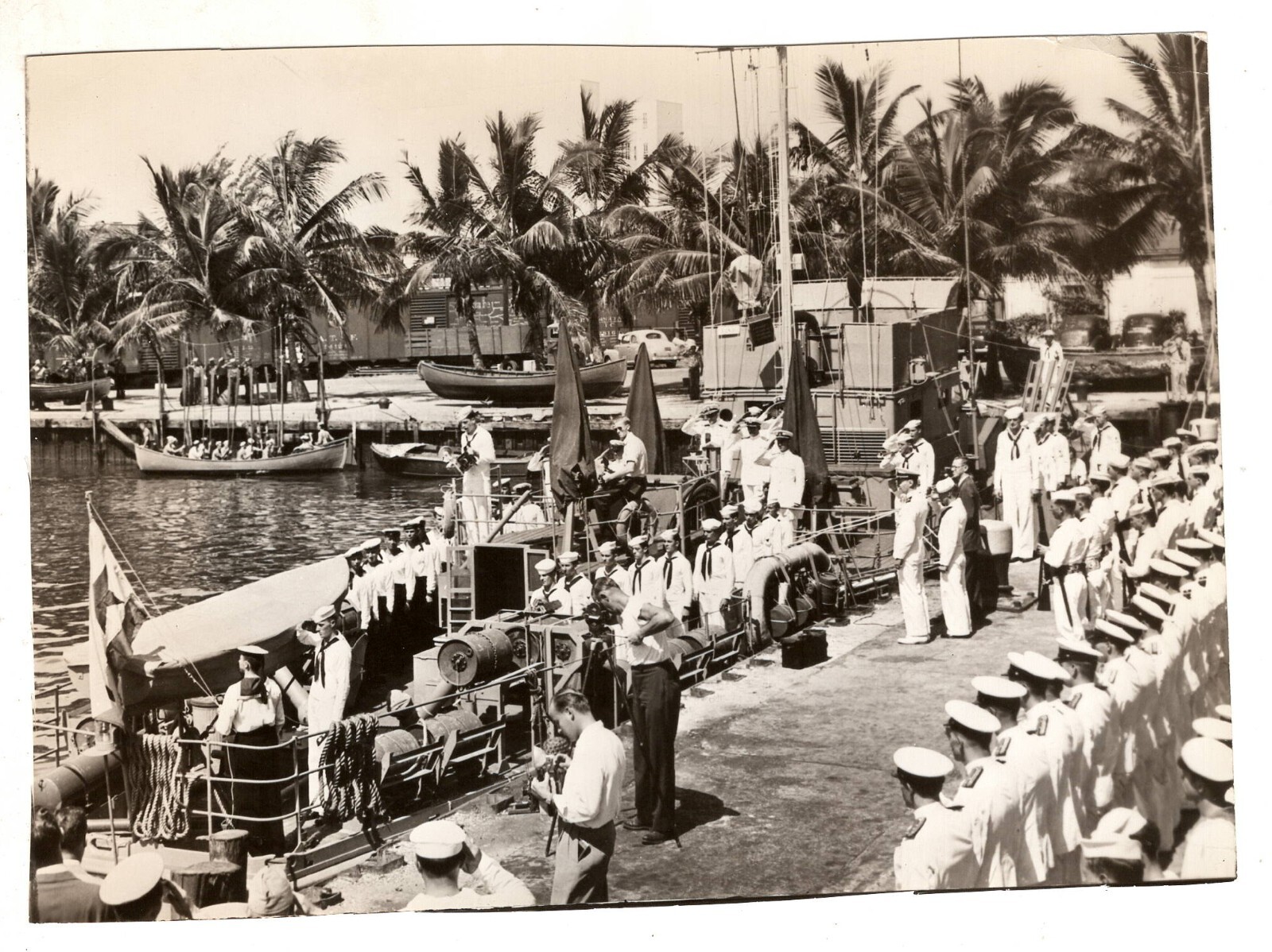 World War II Photo Military Sailors on Boat South Pacific WW 2  5x7 inches