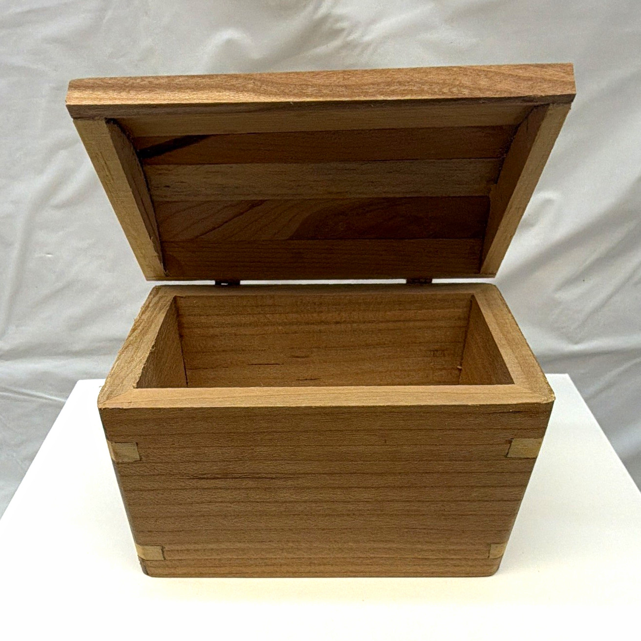 Handmade Cherry Pine Wood Keepsake Jewelry Box Curved Lid Rustic 6x4x4