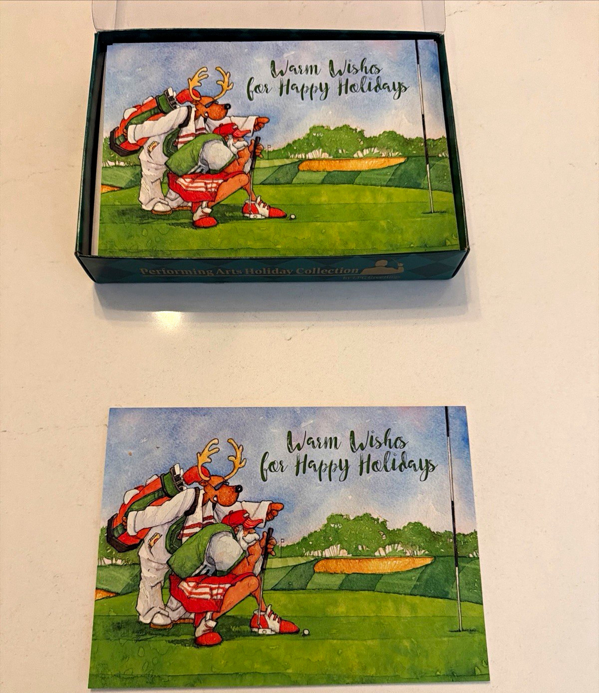 LPG Greetings Christmas Holiday Golf Greeting Cards 12 ct w/ Embossed Envelopes