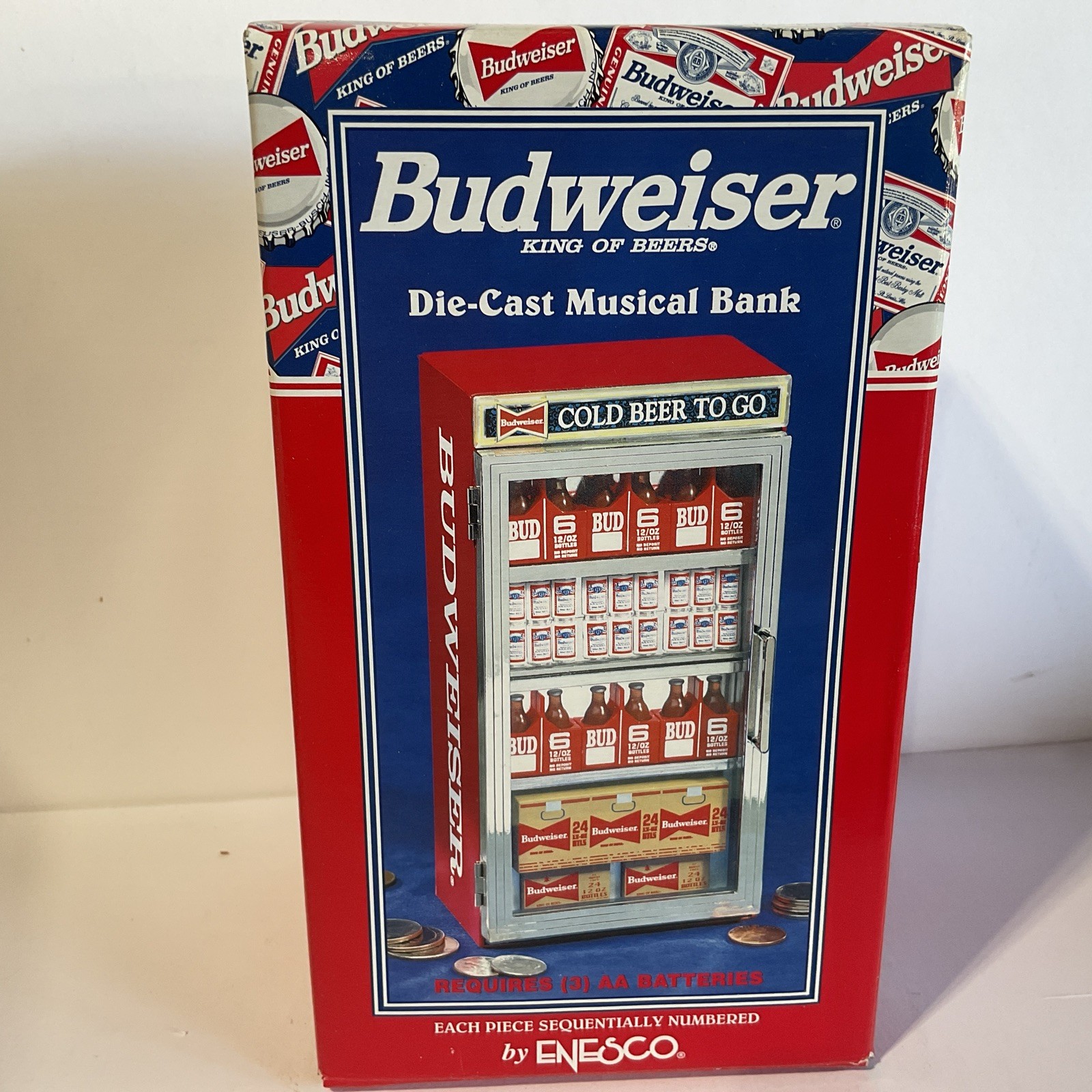 1998 Budweiser Die-Cast Musical Coin Bank NIB #450030
