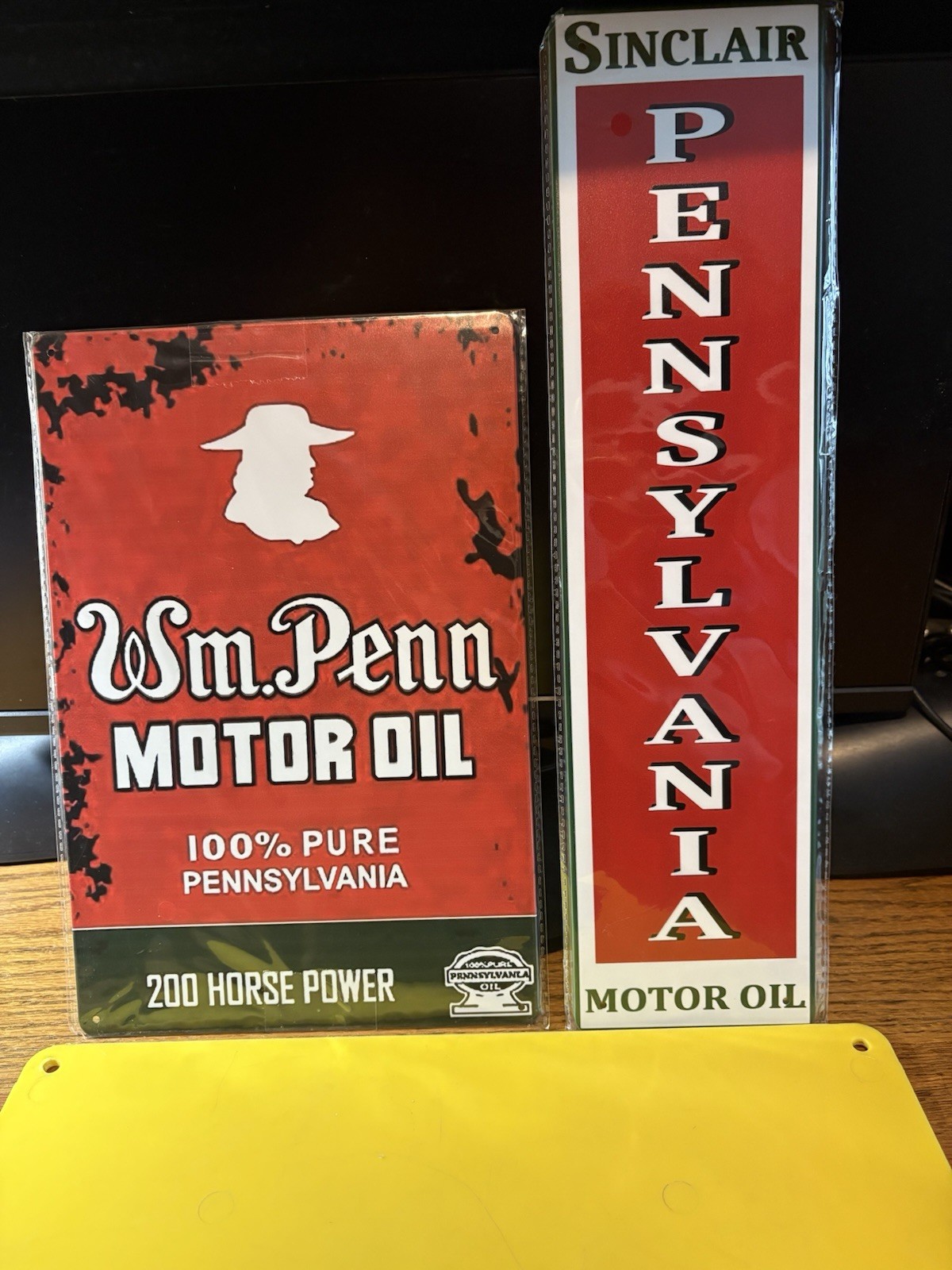 2-WILLIAM PENN/SINCLAIR MOTOR OIL SIGNS 8x12+4x16” NIP FOR MANCAVE-SHOP-GARAGE 2-WILLIAM PENN/SINCLAIR MOTOR OIL SIGNS 8x12+4x16” NIP FOR MANCAVE-SHOP-GARAGE