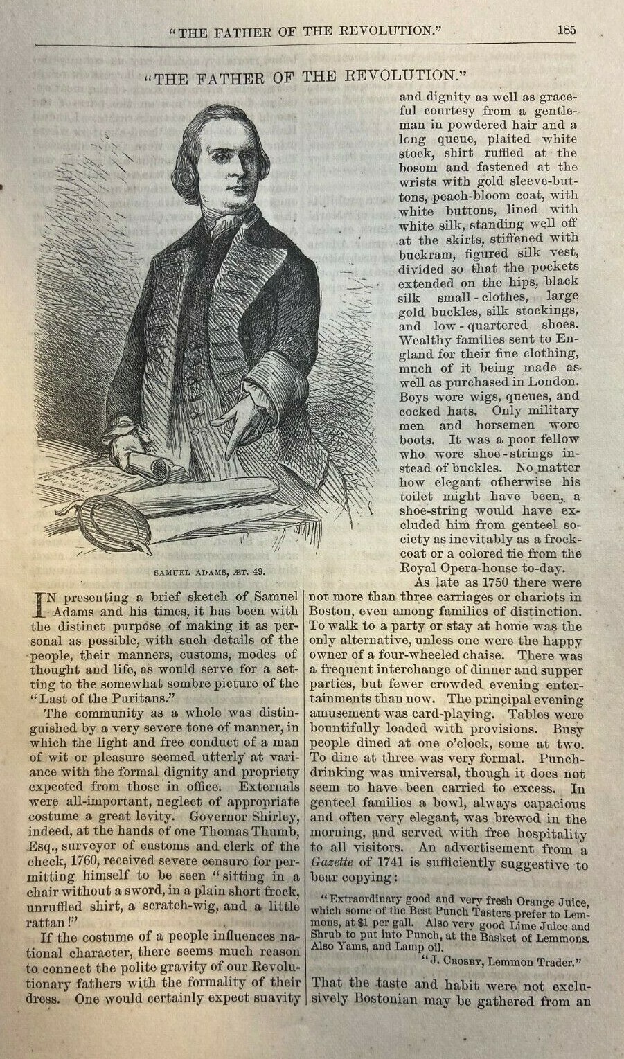 1876 Sam Adams American Revolution illustrated