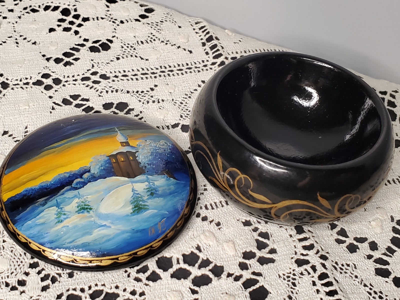 Vtg Russian Hand Painted Winter Chapel 3\