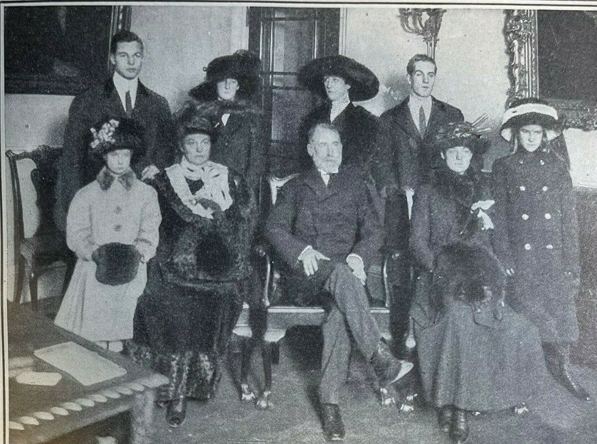 1910 Vintage Magazine Illustration New York Mayor William Gaynor and Family