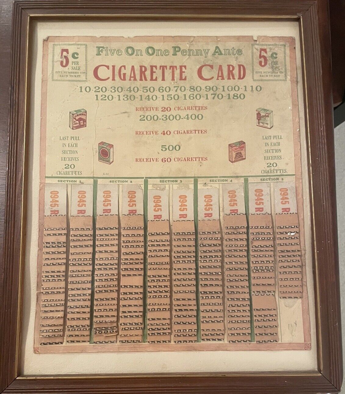 Tobacco Pull Card- Camel, Lucky Strike, Old Gold And Chesterfield