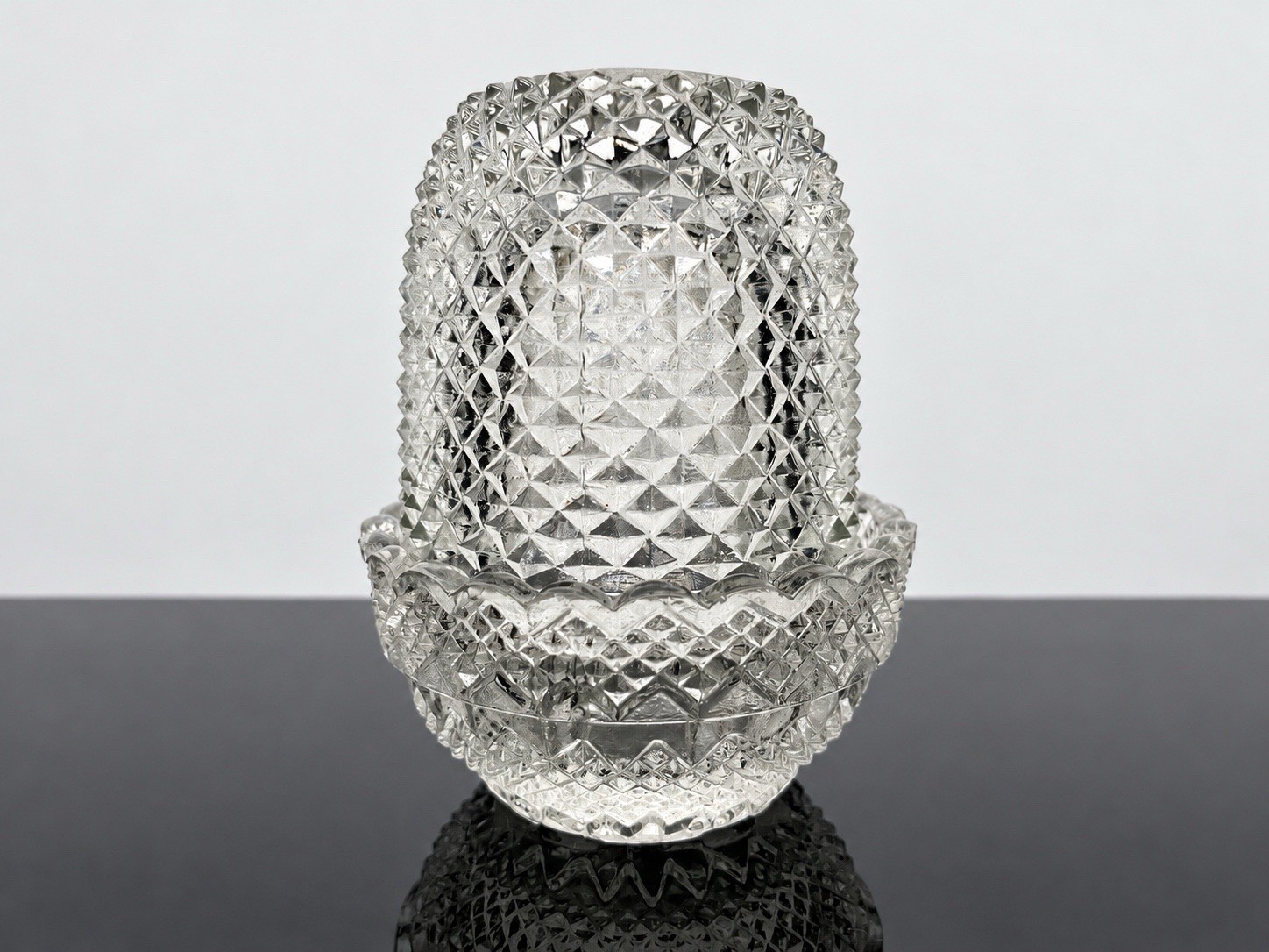 Clarke Pyramid Diamond Point Clear Glass Fairy Lamp 2 Piece Candle Light