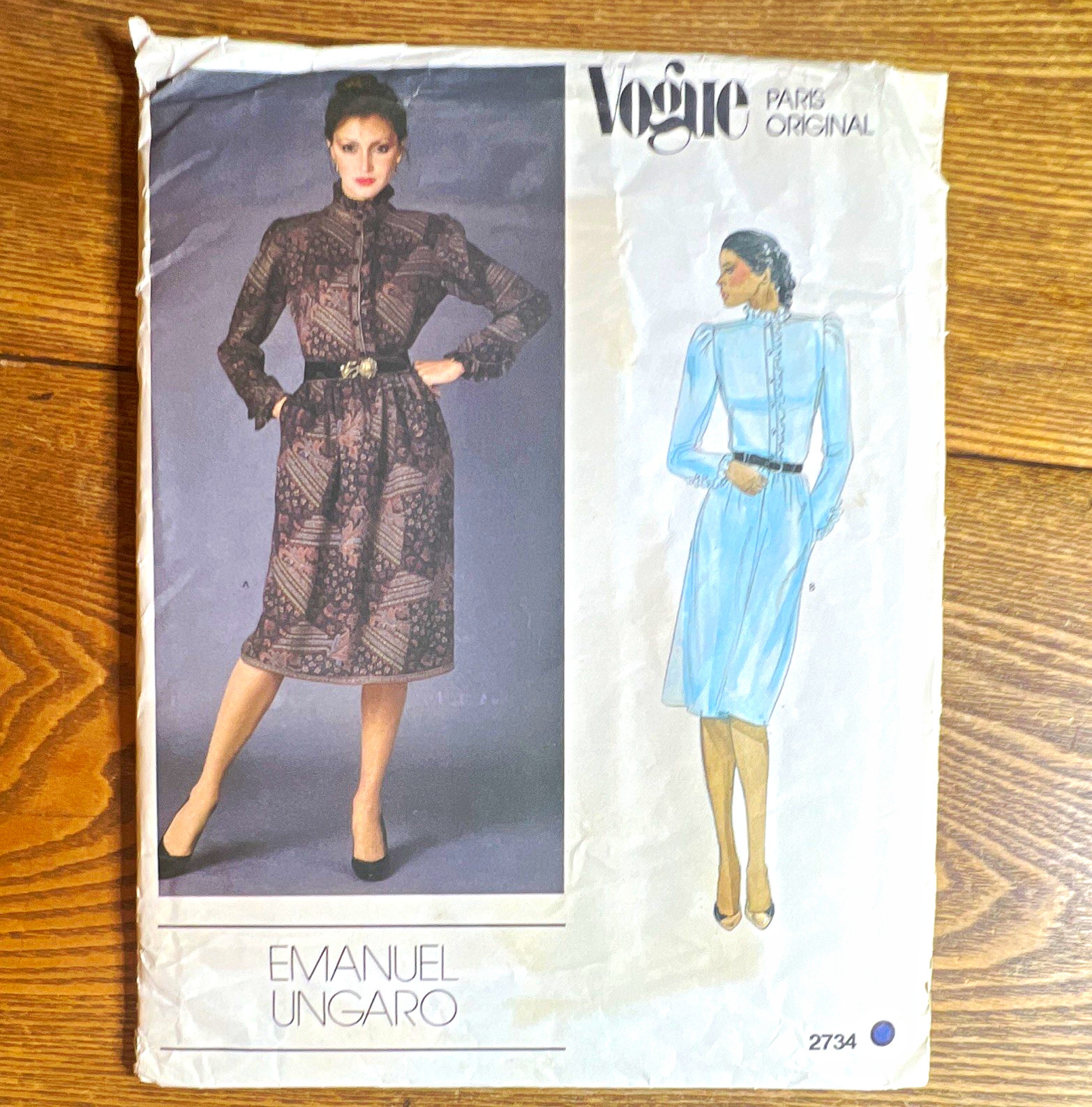 Vogue Vintage Original Paris Original 2734 Women’s Dress Sewing Pattern Size 10