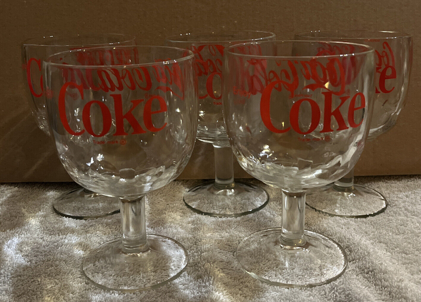 Vintage 16 Oz Coca-Cola Coke Goblet Glass- Lot of 5 C1