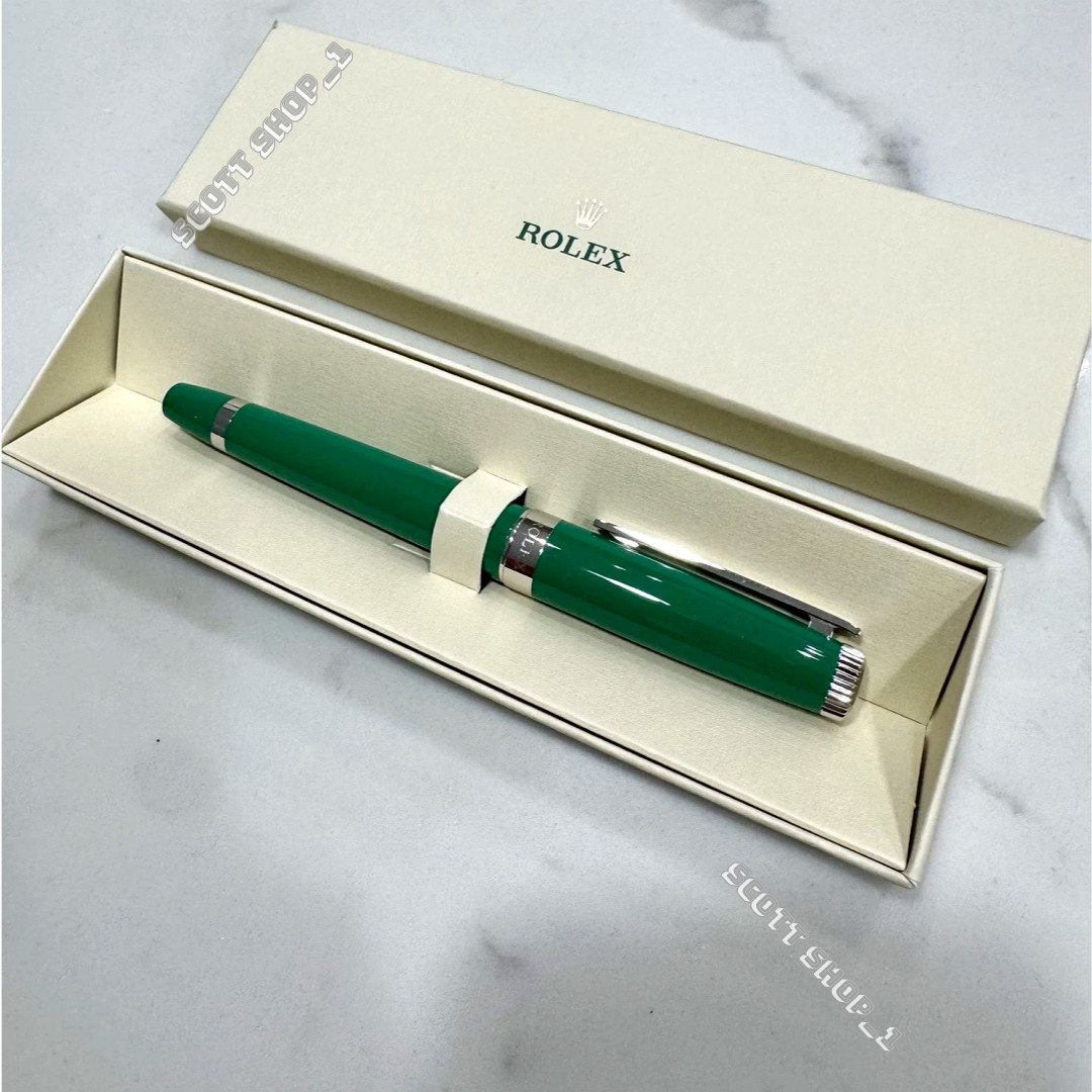 Rare Rolex Emerald Executive Gold Hex Silver Ballpoint Pen AD VIP Gift