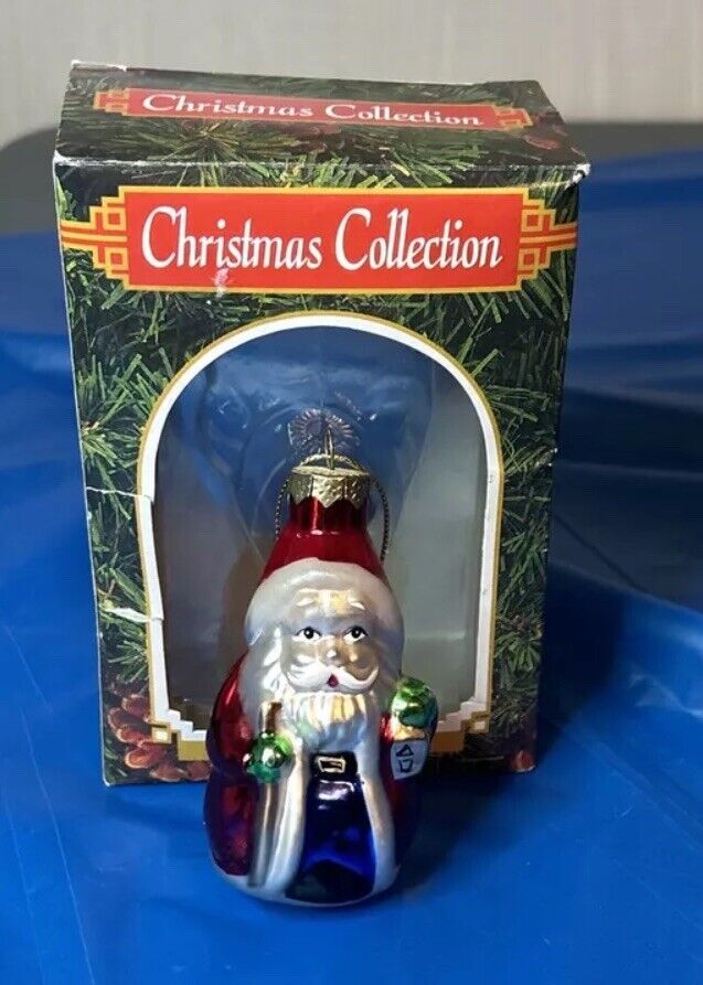 Vintage Christmas Collection Santa Claus Hand Blown Glass Ornament Collectible