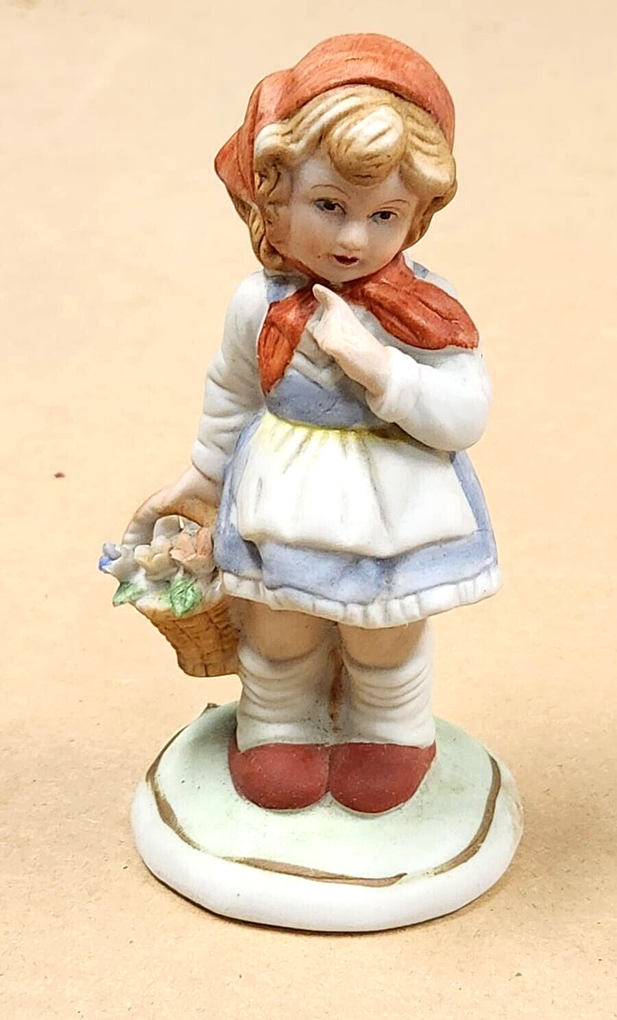 Vintage Capodimonte Girl With Flower Basket Porcelain Figurine ~ Height 5.5 In