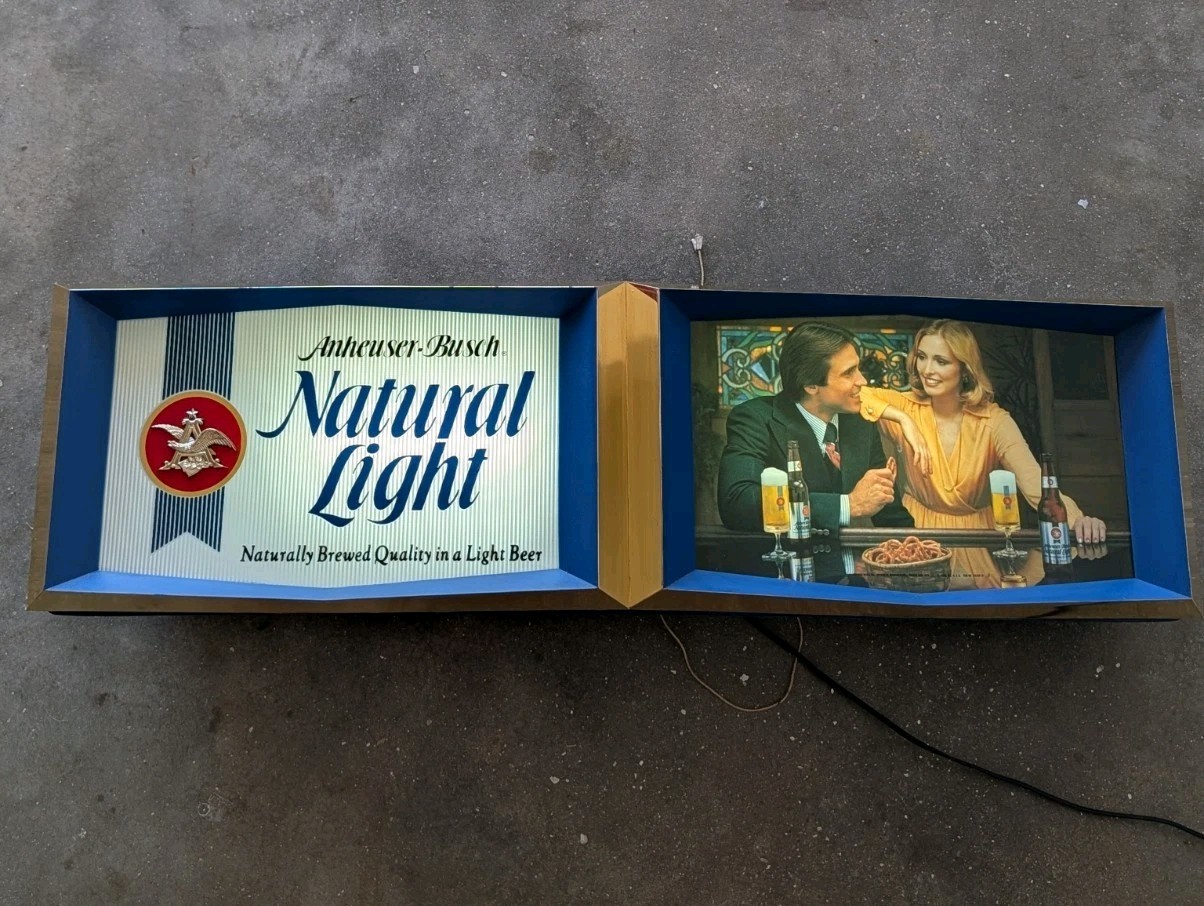 1980’S NATURAL LIGHT BEER LIGHT UP SIGN ANHEUSER BUSCH 35.5” X 11” NATTY LIGHT 2