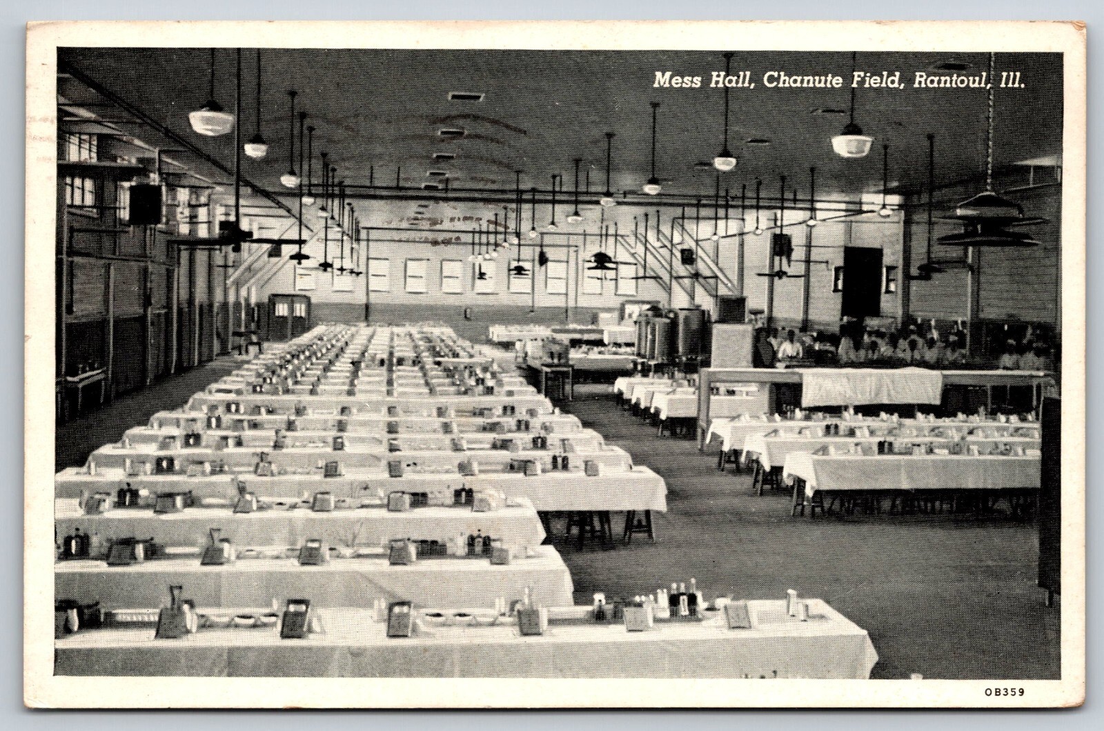 Vintage 1941 US Army Mess Hall Chanute Field Rantoul Illinois Postcard