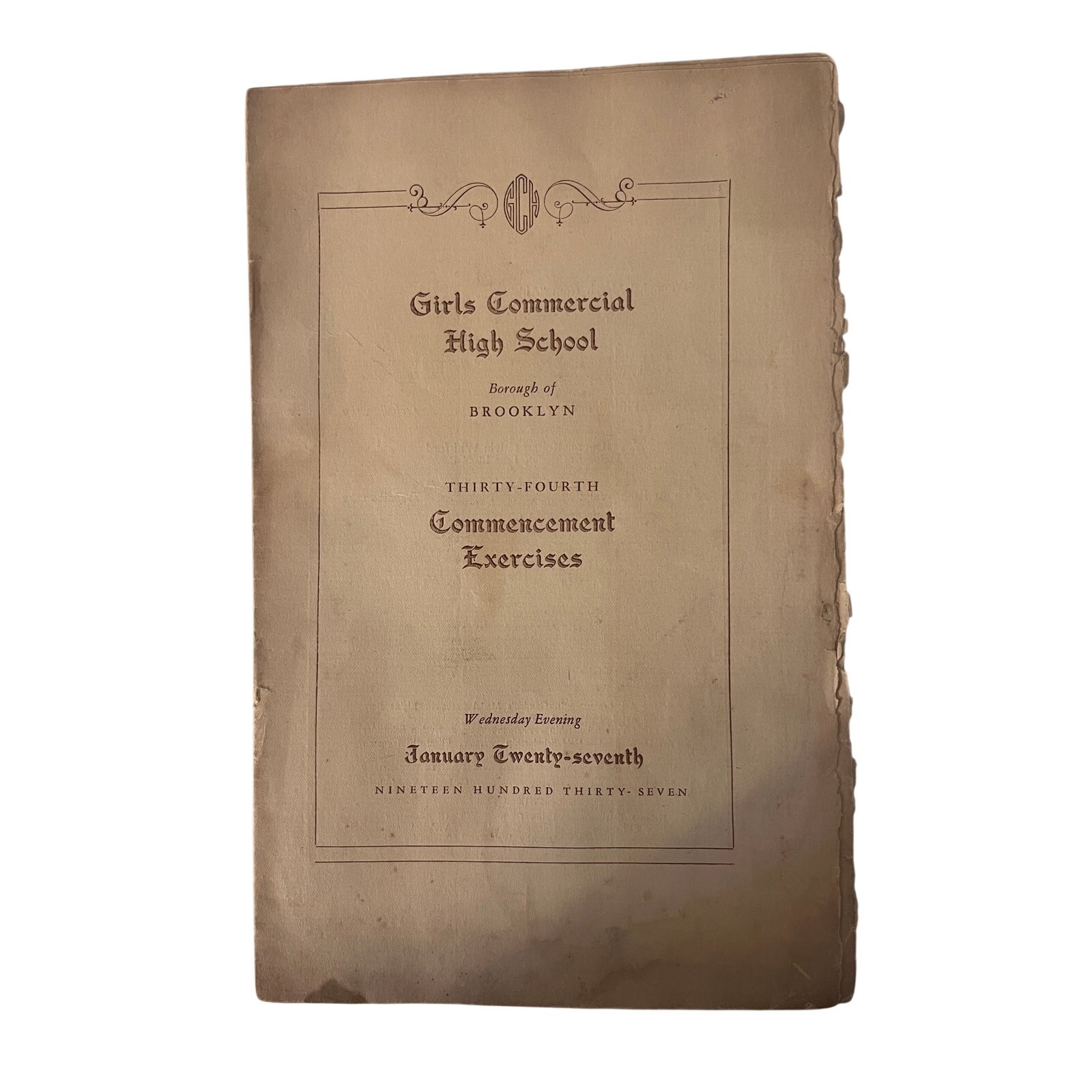 1937 Brooklyn Girls Commercial High School Graduation Program Original NYC