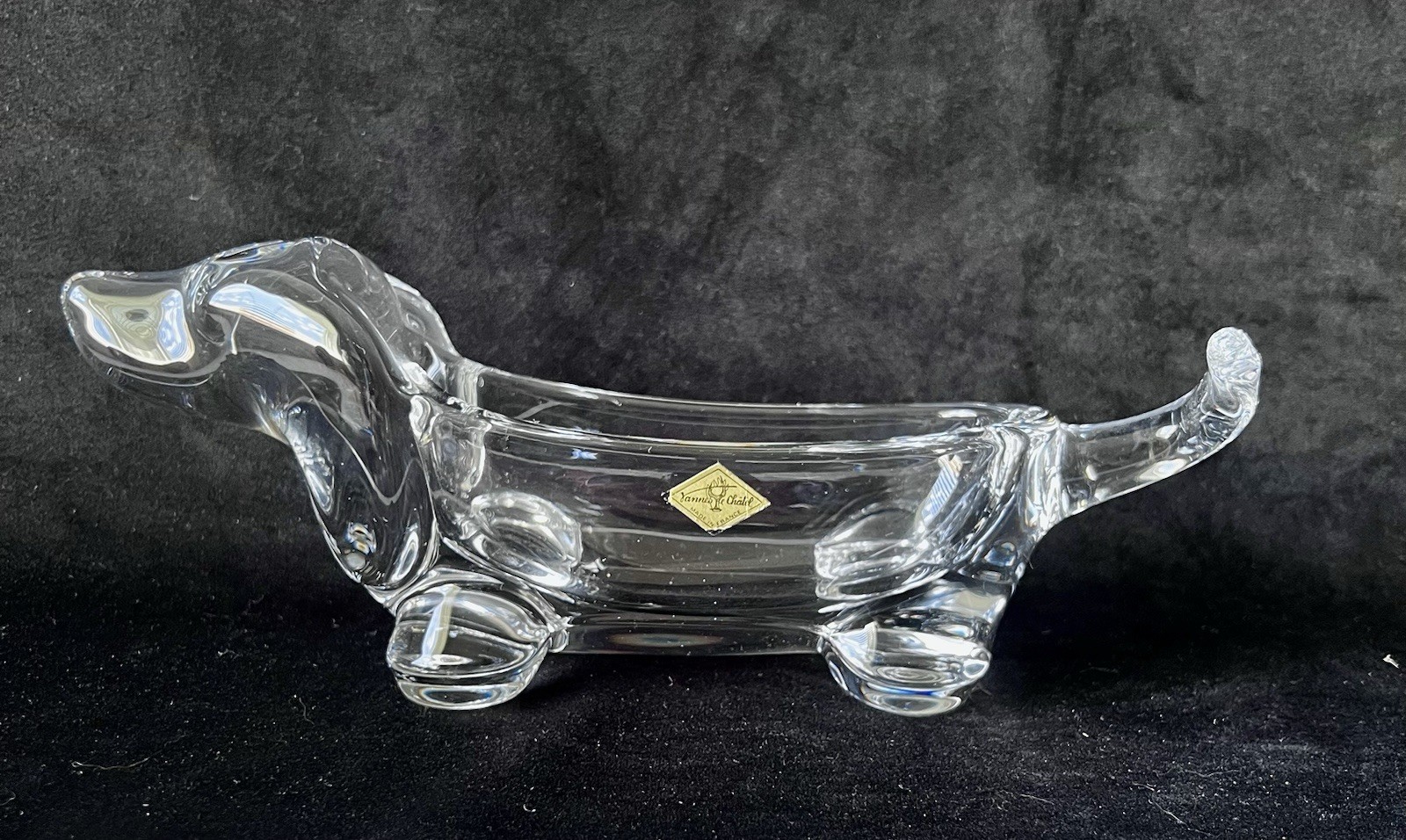 Venues Le Chantel Dachshund Dog Crystal Figurine Sculpture Vtg 60’s France Mcm