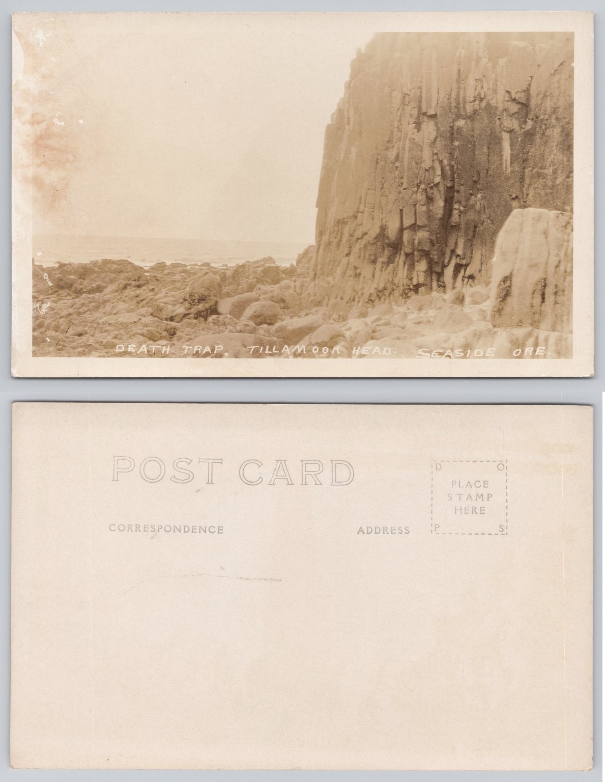 Death Trap Tillamook Head Seaside Oregon RPPC Real Photo Postcard