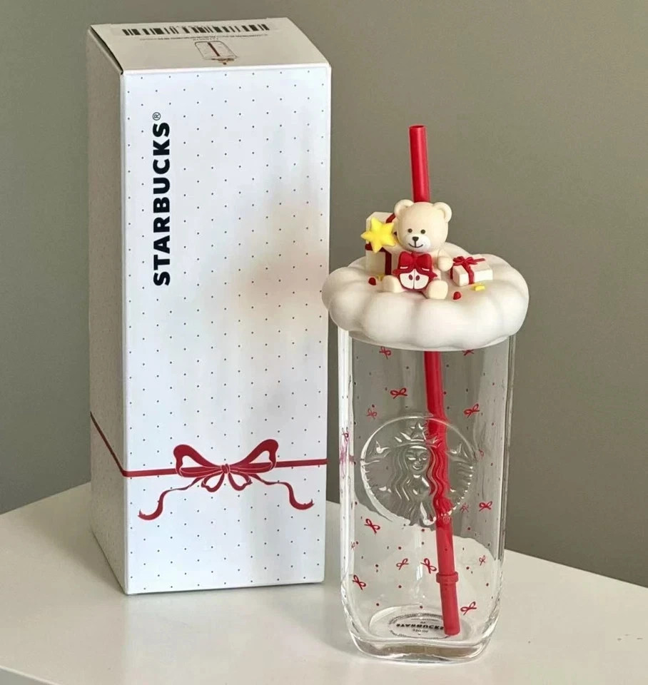 Starbucks 2025 China Christmas Gift Cute Bear Triangle 16oz Glass Cup