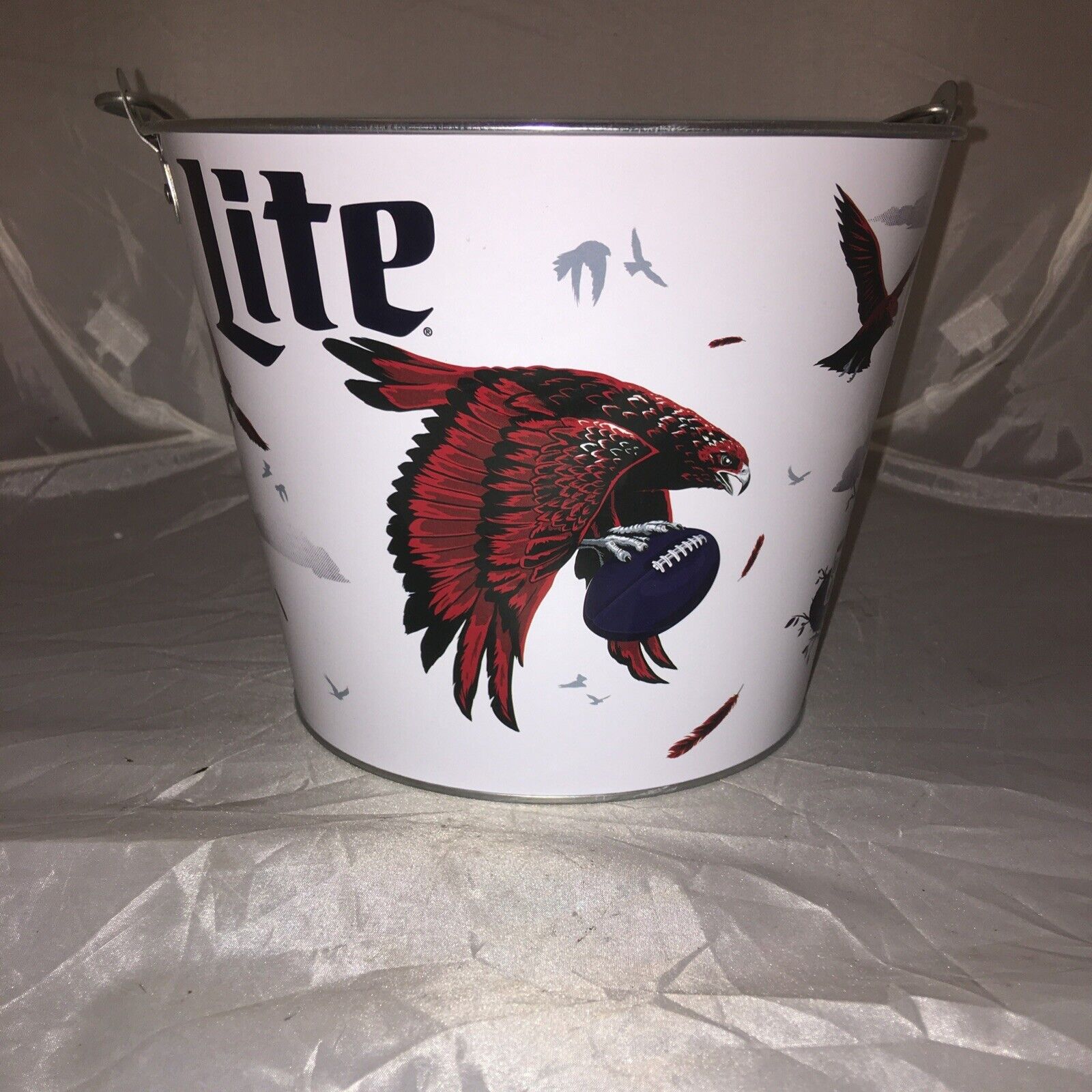 Miller Lite Atlanta Falcons Metal Beer/Ice Bucket - New Wooden Handle