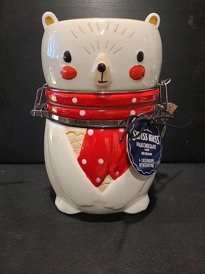 Swiss Miss Hot Chocolate Cocoa Cookie Canister Jar Limited Edition Winter Bear
