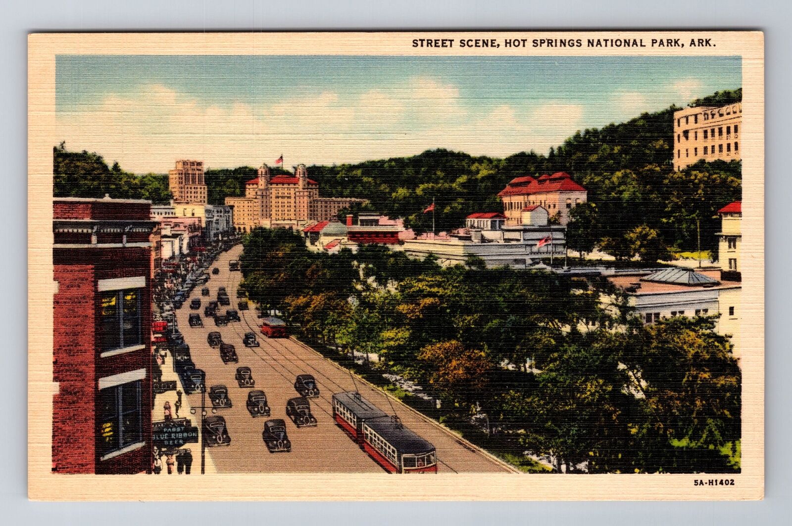 Hot Springs AR-Arkansas, Aerial Street Scene, Antique, Vintage Souvenir Postcard