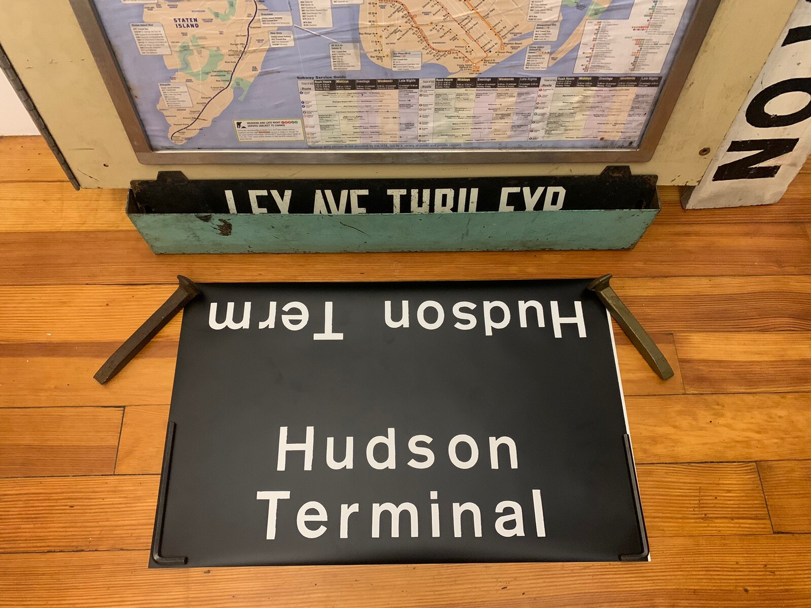 1969 NY SUBWAY ROLL SIGN HUDSON TERMINAL WORLD TRADE CENTER PARK PLACE RADIO ROW