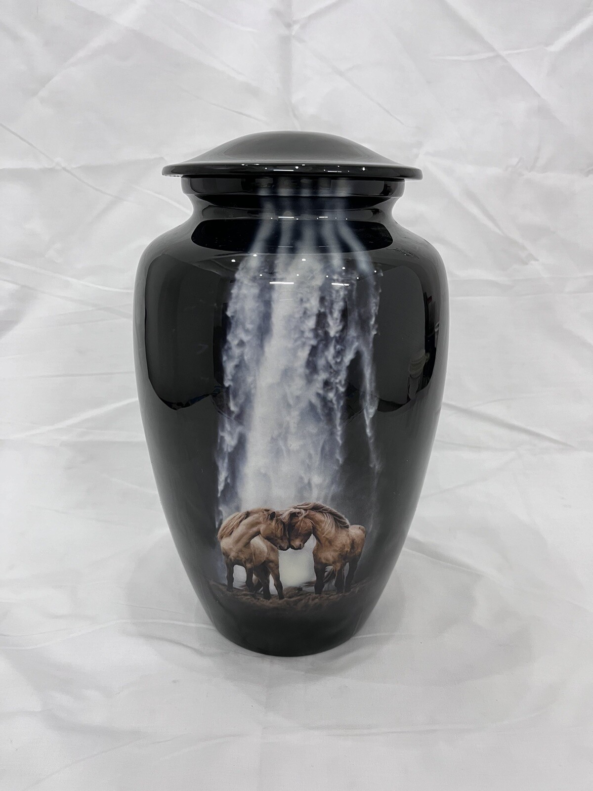 Wild Horse Pair, Urns for Human Ashes Funeral Adult Memorial 200 LBs Velvet Bag