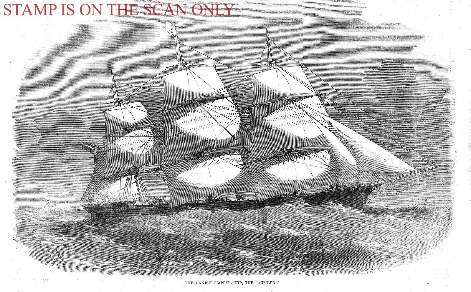 \'The Danish Clipper-Ship, the CIMBER\':  Original Antique 1858 Print 701/47