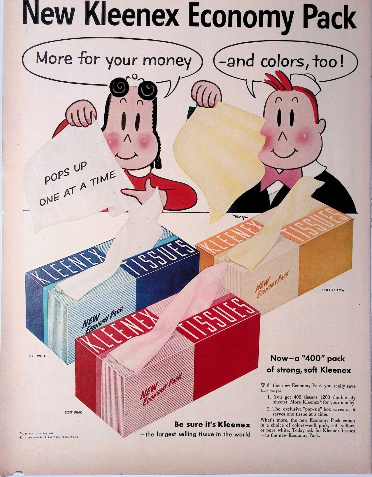 1955 Kleenex Economy Pack Personal Care Vintage Tissues Print Ad Life Aug 22