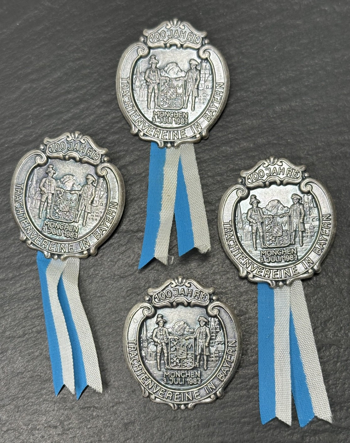 FOUR 1983 100 YEARS TRACHTENVEREINE IN BAYERN BAVARIAN COSTUMES PINS N289