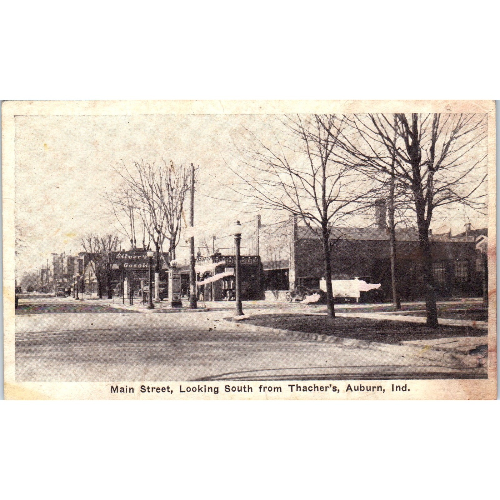 c1910 Main Street Looking South from Thatcher\'s Auburn IN Original Postcard PC10