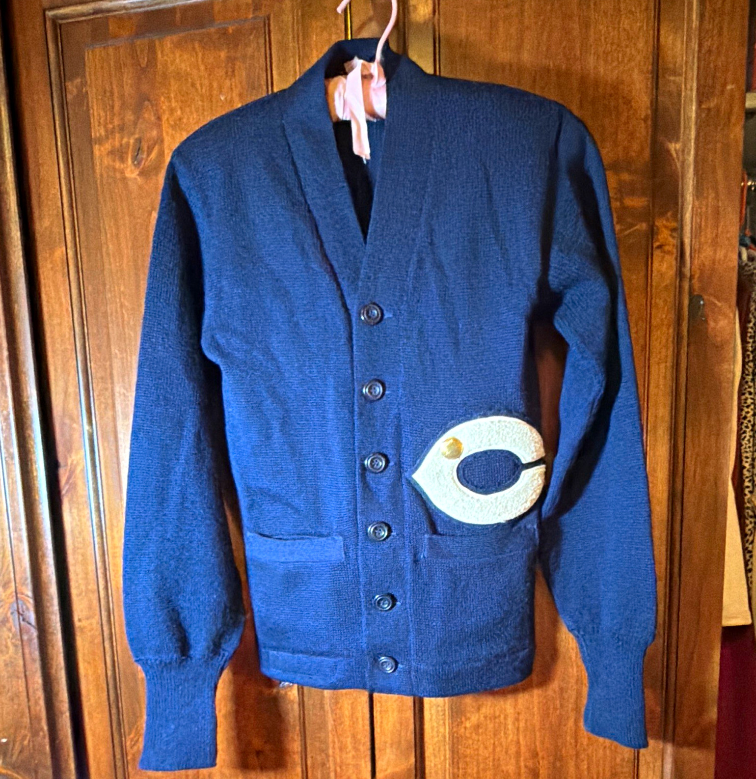 VTG 50’s Wigwam 100% Heavy Wool Letterman Award Cardigan Blue 
