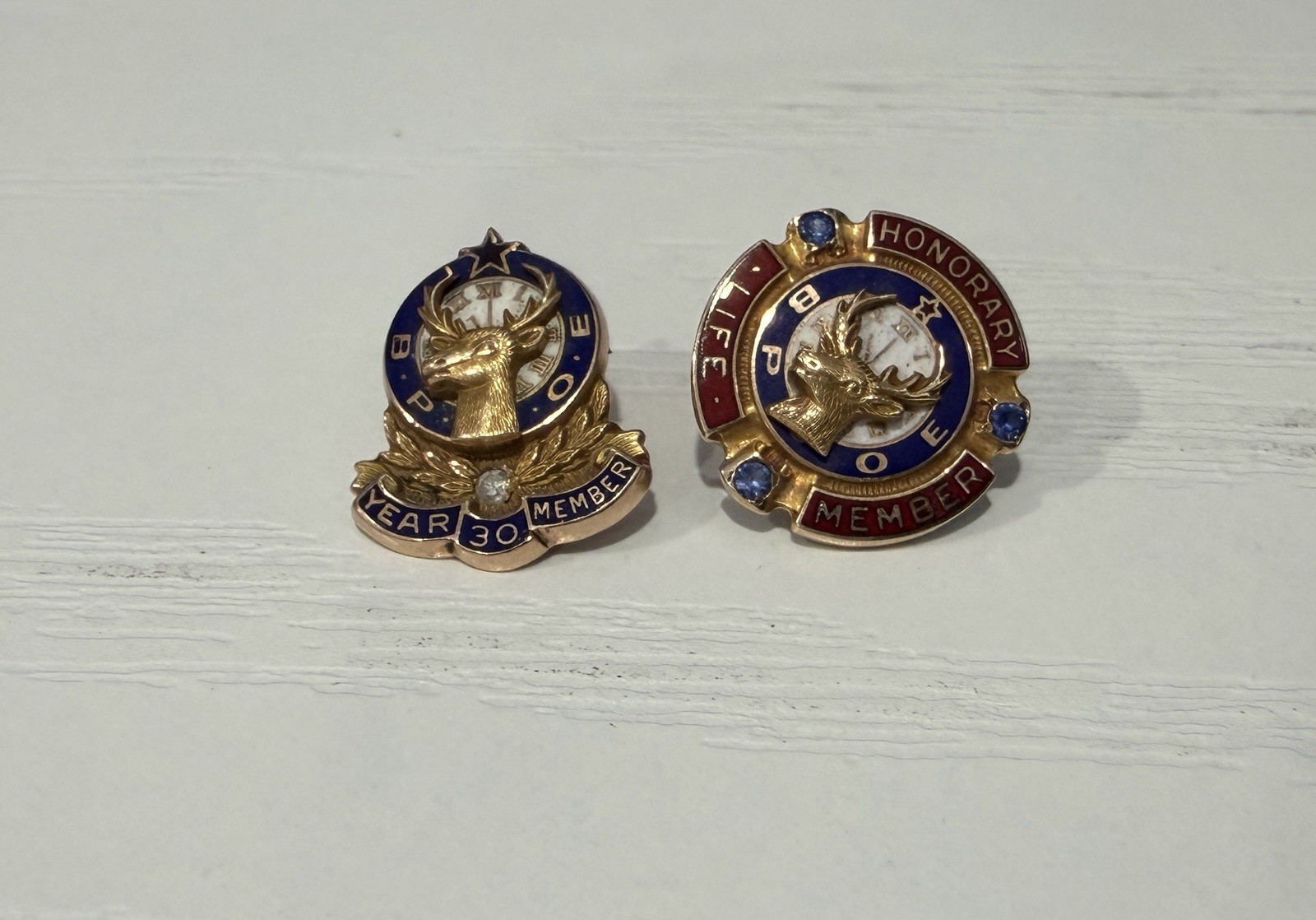 Vintage 10K Solid Gold BPOE Elks Pins Lot (2) Vargas