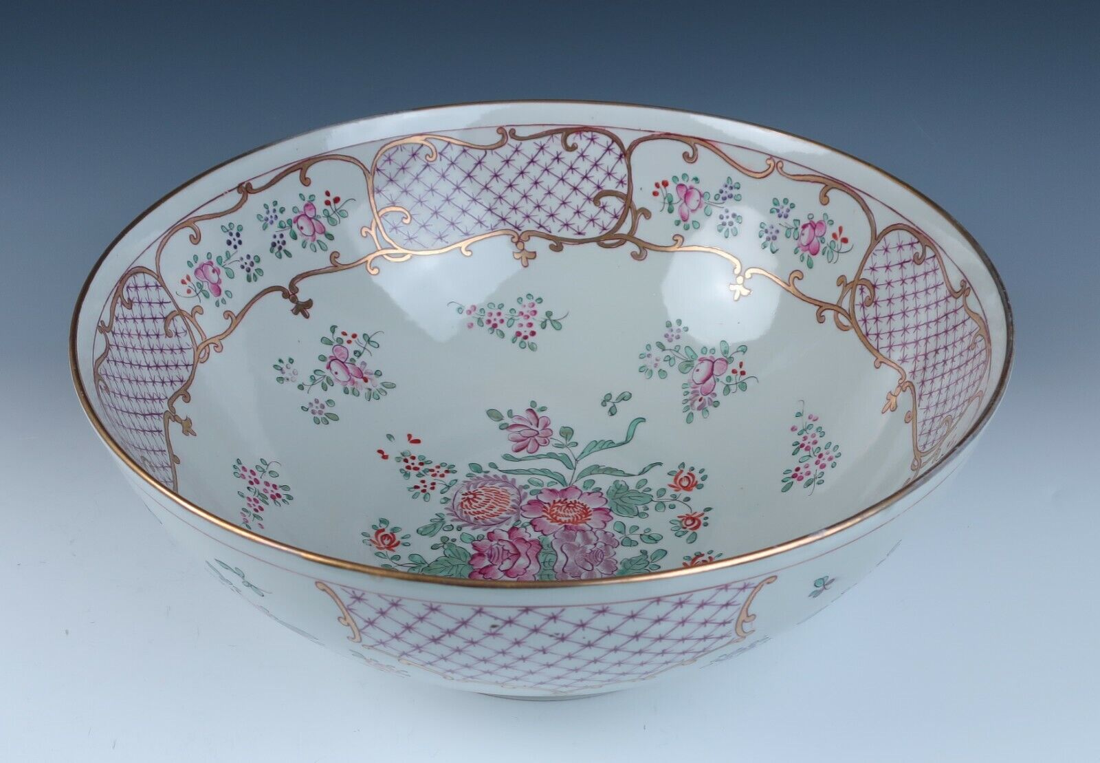 Edme Samson Extra Large Chinese Export Style Porcelain Punch Bowl French Antique