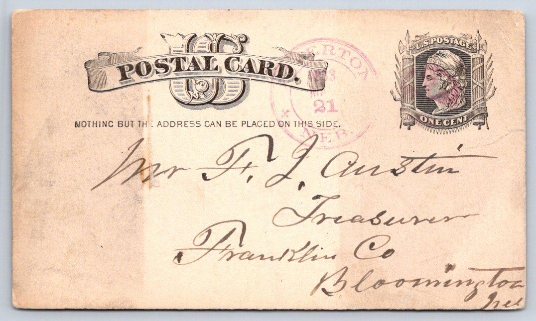 Antique Nebraska Postcard BLOOMINGTON Franklin Co Riverton 1883
