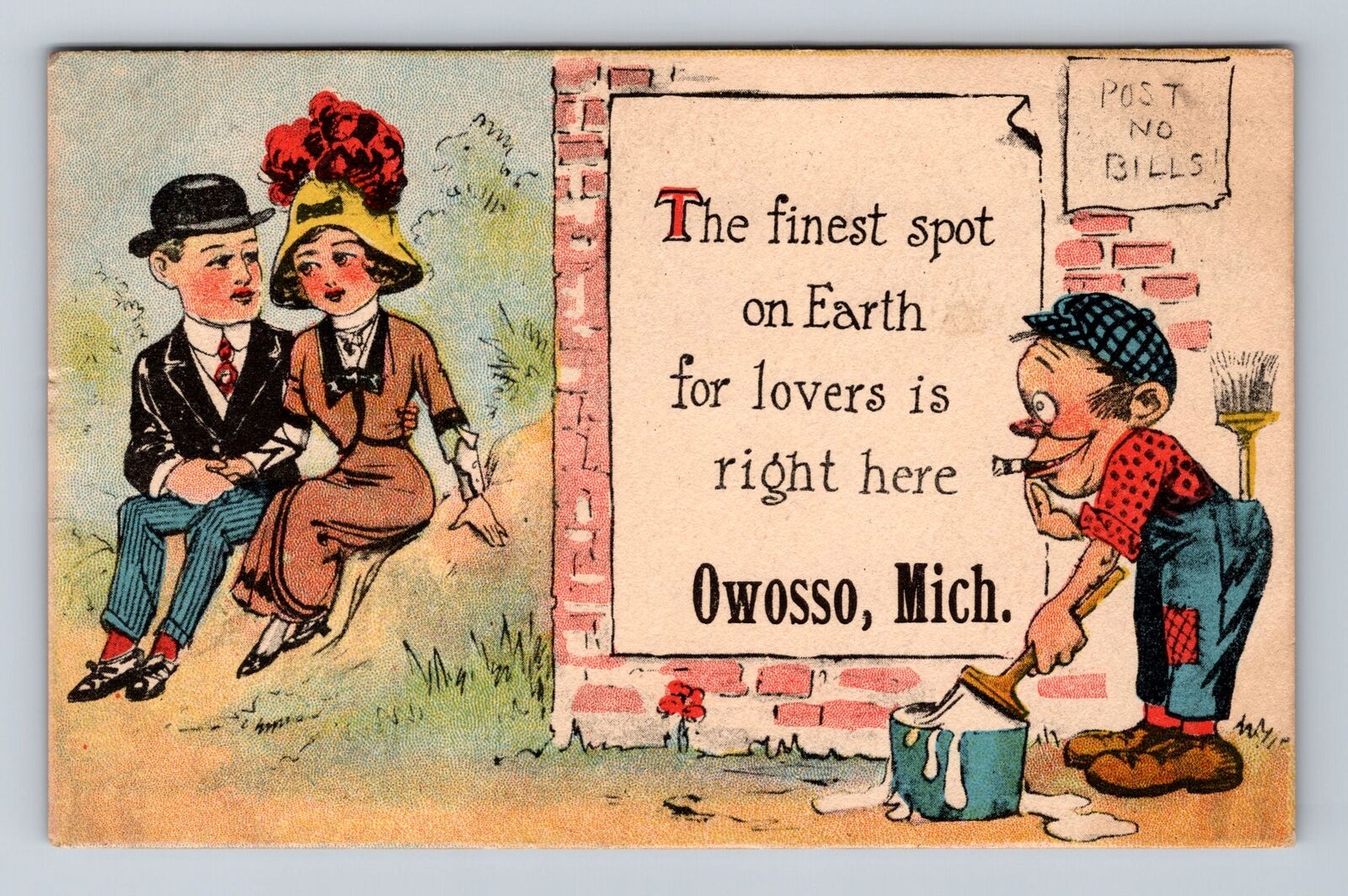 Owosso MI-Michigan, Finest Spot On Earth For Lovers, Vintage c1913 Postcard