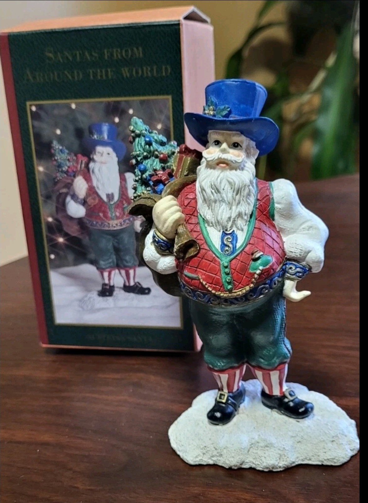 Vintage 1996 May Co Santas Around the World Austrian Santa Figurine w/ Box