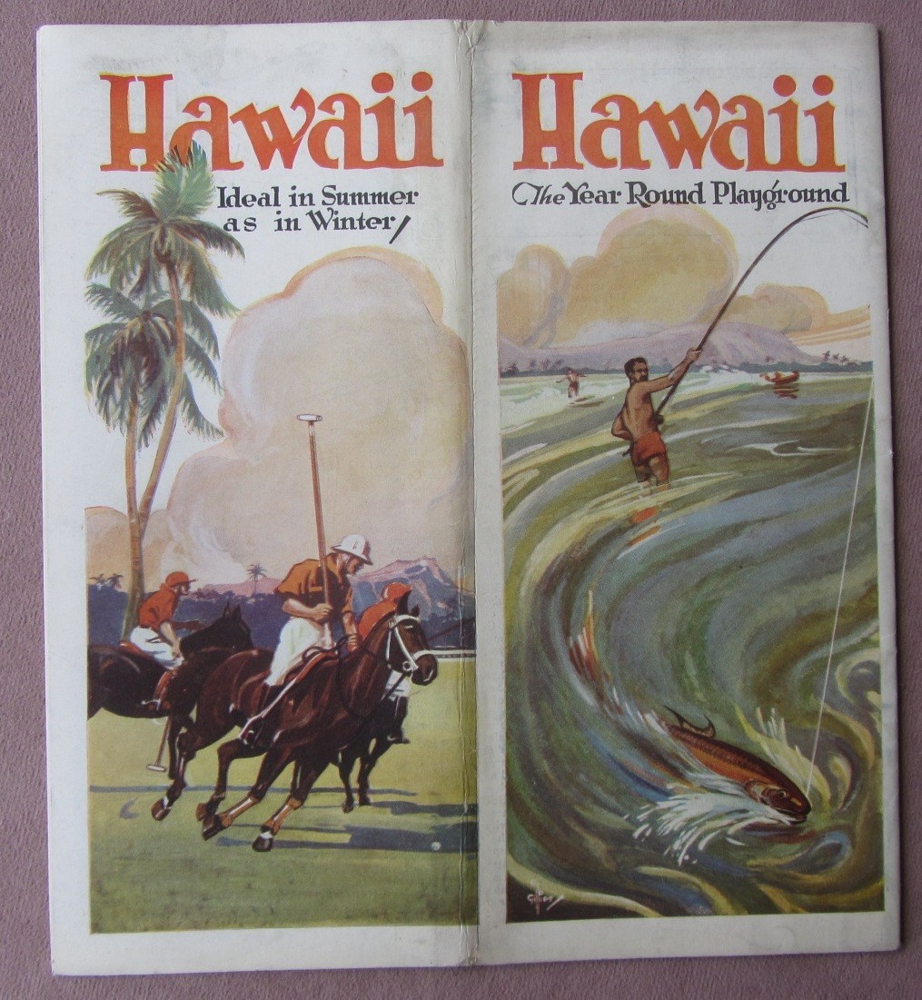 Vtg 1928 Hawaii Travel Guide Booklet Year Round Playground Photos Map Art