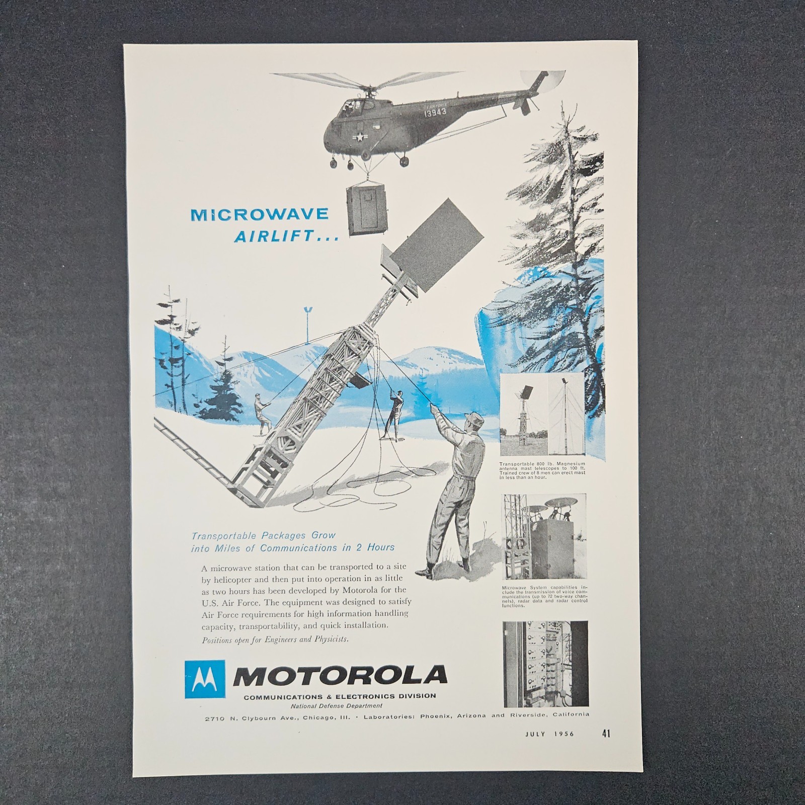 1956 Motorola Communications & Electronics Defense Department Vintage Print Ad 1956 Motorola Communications & Electronics Defense Department Vintage Print Ad