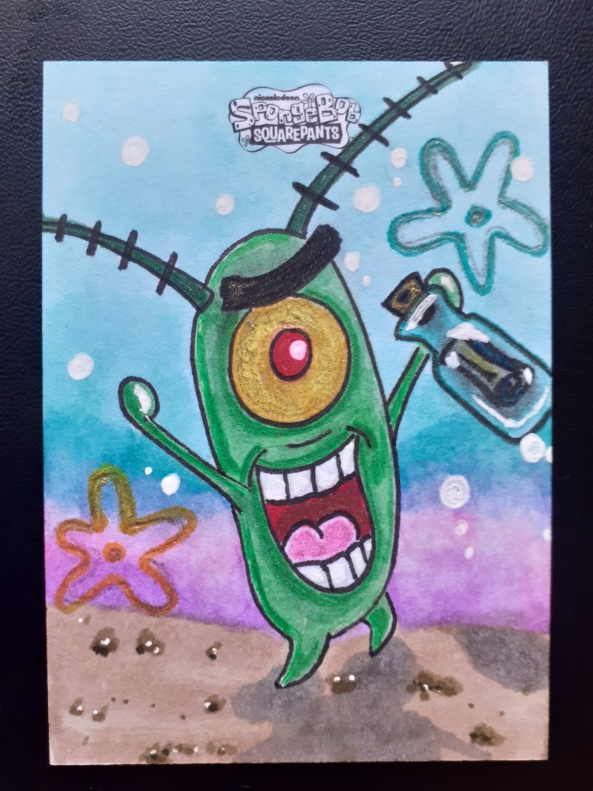 2025 Topps Chrome SpongeBob Sketch Plankton with Formula (Glitter) FREE POSTAGE