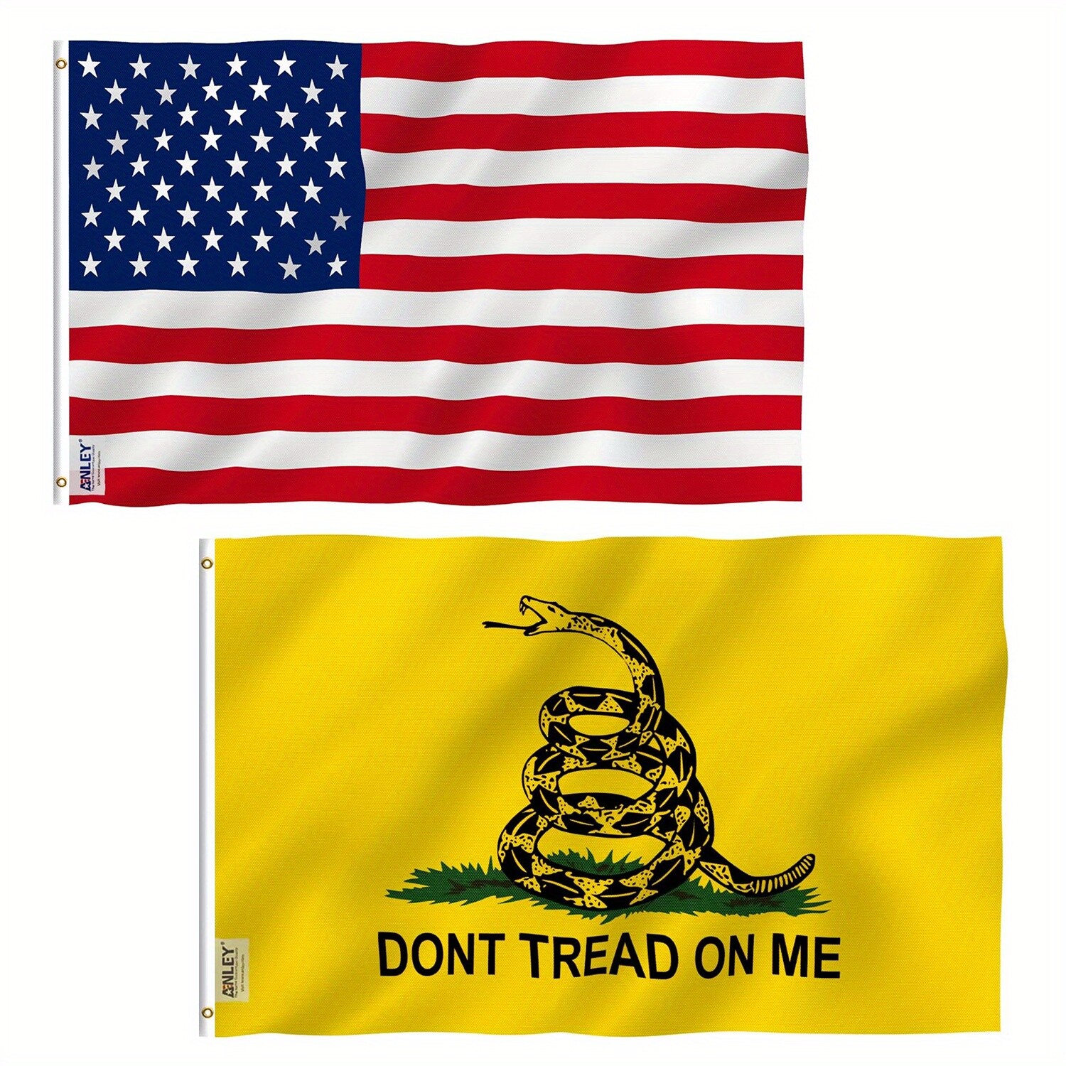 Anley 2 Pcs Fly Breeze 3x5 Foot American US Flag and Don\'t Tread On Me Flag