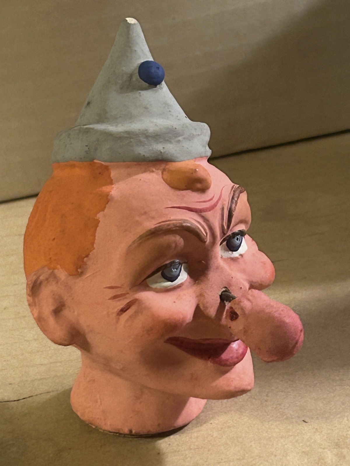 🔥ANTIQUE HALLOWEEN JESTER Spring Nose CANDY CONTAINER COMPOSITION HEAD RARE 🔥 🔥ANTIQUE HALLOWEEN JESTER Spring Nose CANDY CONTAINER COMPOSITION HEAD RARE 🔥