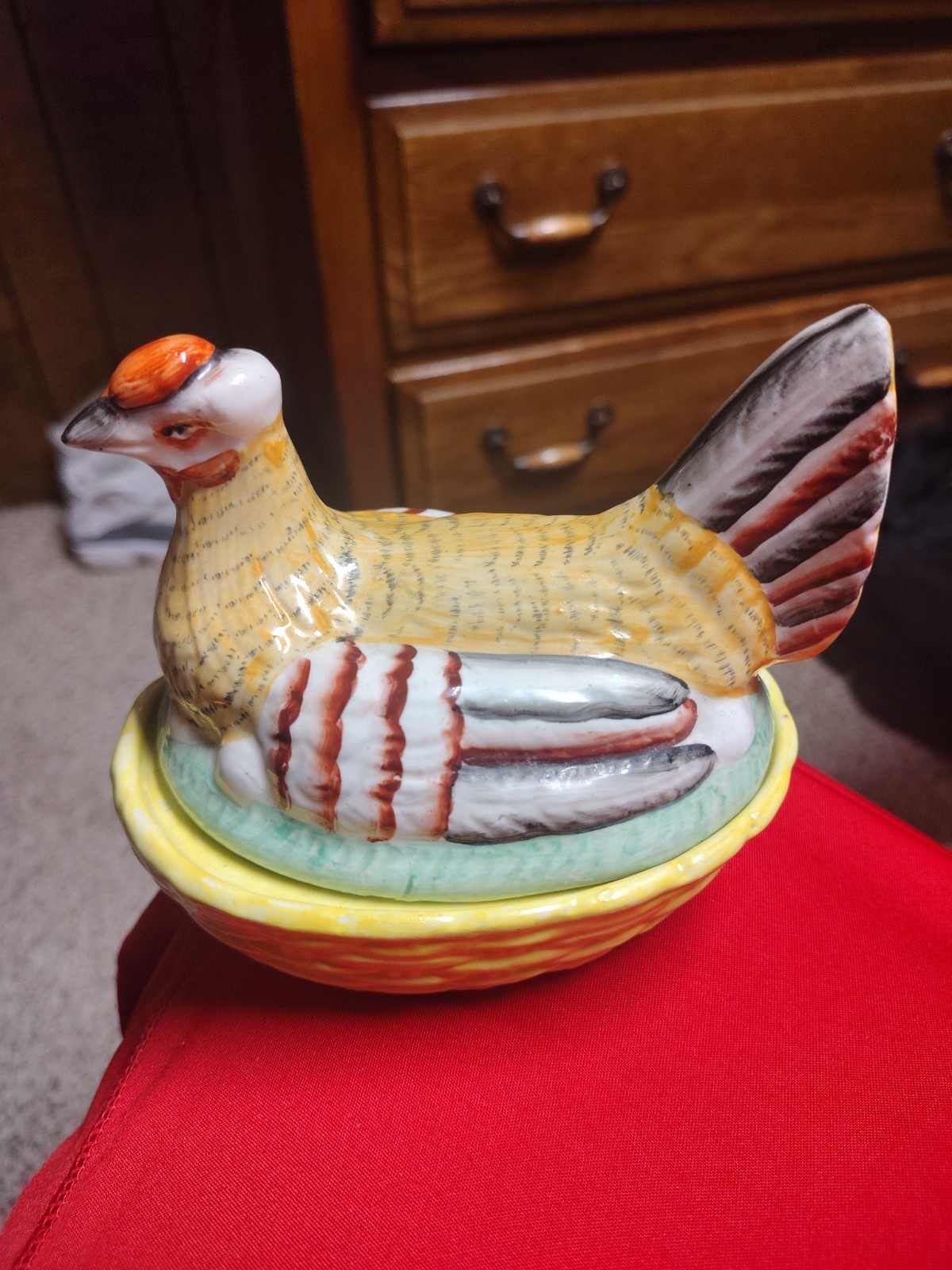 Vintage Antique English Staffordshire Hen Chicken on Nest Ceramic Covered Tureen
