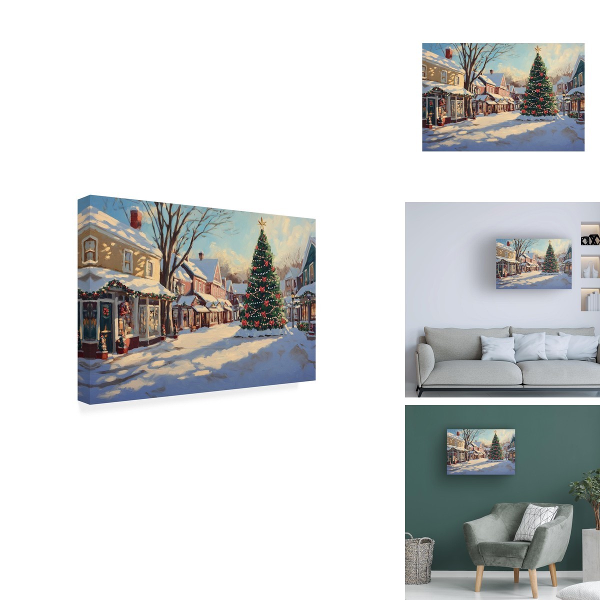 Imagine It Images Christmas Town Square Wrapped Canvas Wall Art 12x19