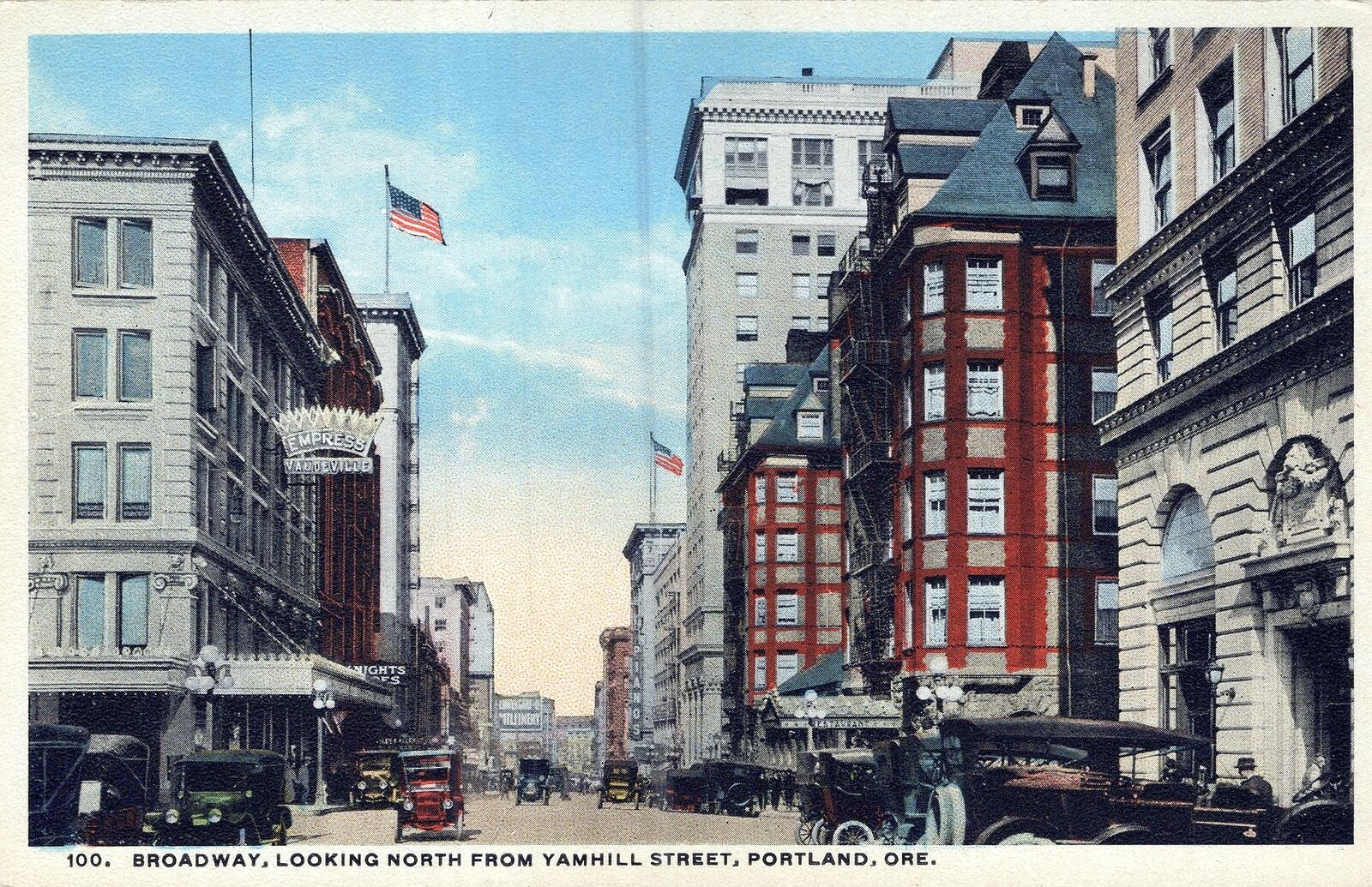 PORTLAND OR - Broadway Looking North From Yamhill Street Postcard