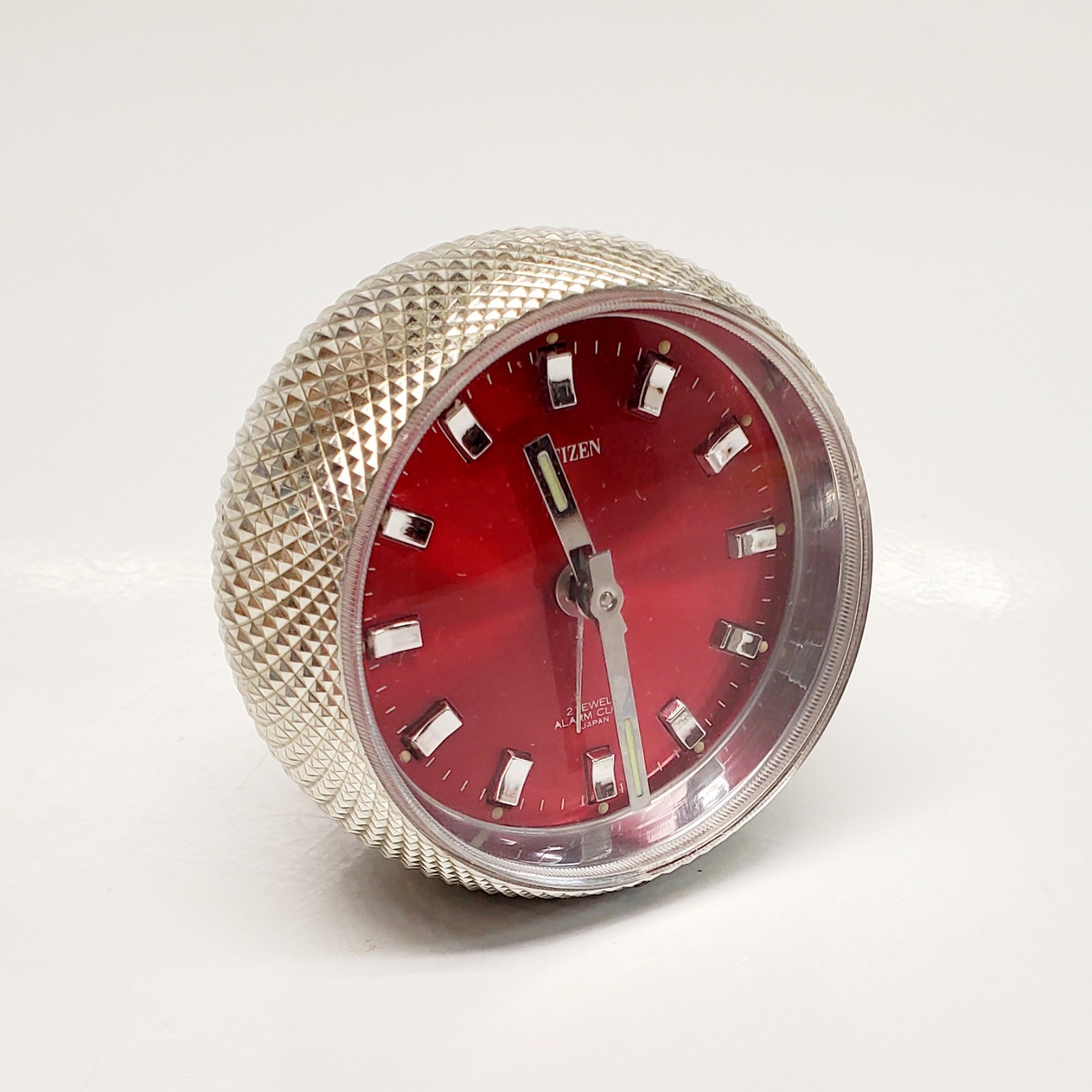 CITIZEN Vintage Table Alarm Clock HandWound Chrome Retro SpaceAge- Japan- In Box